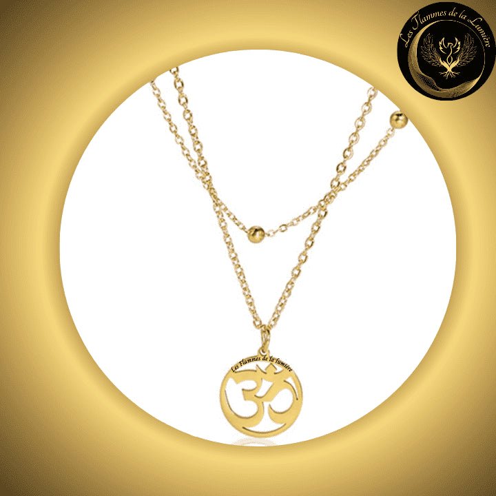 Beau collier OM en acier inoxydable - Géométrie sacrée disponible chez Les Flammes de la LumiÚre