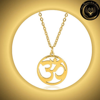 Beau collier OM en acier inoxydable - Géométrie sacrée disponible chez Les Flammes de la LumiÚre