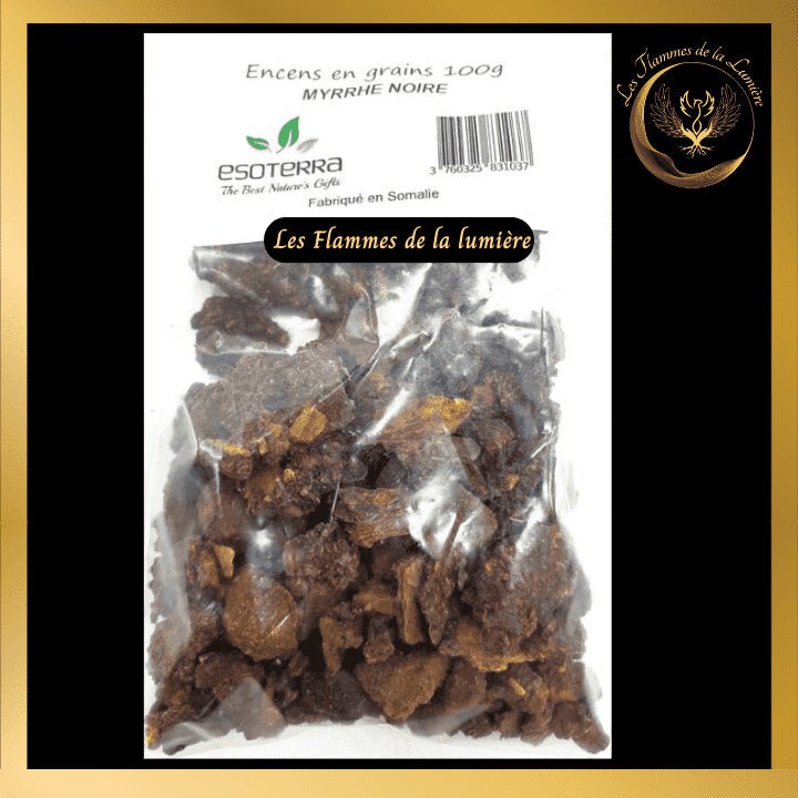 Encens Myrrhe Noire - 100g - en grains - Esoterra disponible chez Les Flammes de la LumiĂšre