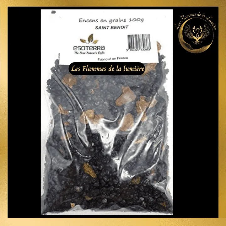 Encens Saint Benoit 100g - en grains - Esoterra disponible chez Les Flammes de la LumiĂšre