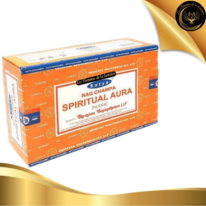 Encens Satya Aura Spirituelle 15g - 12 BĂątons d'Encens disponible chez Les Flammes de la LumiĂšre