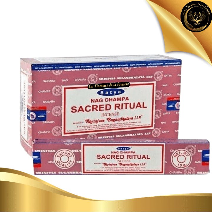 Encens Satya Rituel Sacré 15g - 12 Bùtons d'Encens disponible chez Les Flammes de la LumiÚre