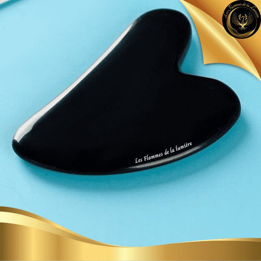 Gua Sha - Obsidienne - Pierre de Massage - 100% naturelle - 8,5x5.5cm - visage & corps chez Les Flammes de la Lumière