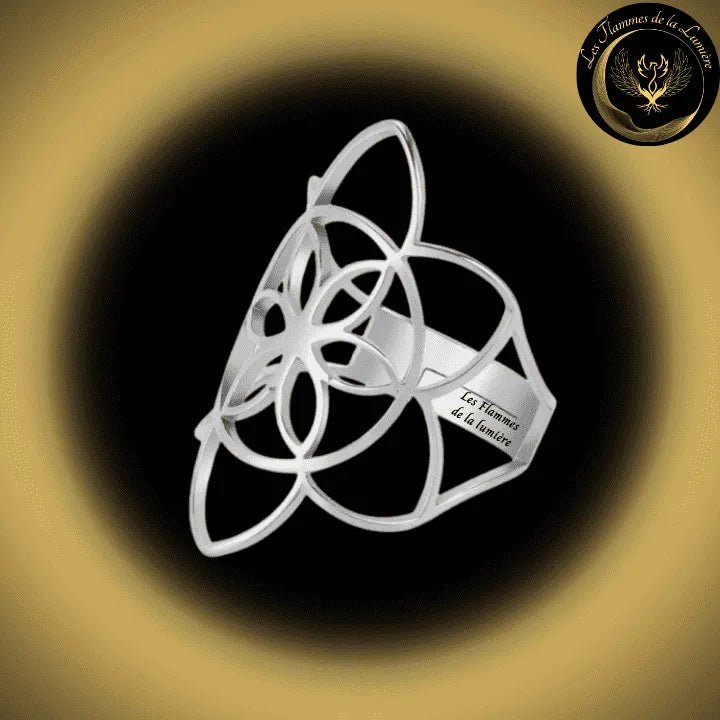 Magnifique Bague ajustable - Fleur de vie - acier inoxydable - géométrie sacrée disponible chez Les Flammes de la LumiÚre