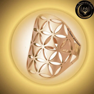 Magnifique Bague rosée ajustable - Fleur de vie - acier inoxydable - géométrie sacrée disponible chez Les Flammes de la LumiÚre