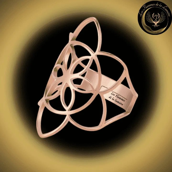 Magnifique Bague ajustable - Fleur de vie - acier inoxydable - géométrie sacrée disponible chez Les Flammes de la LumiÚre