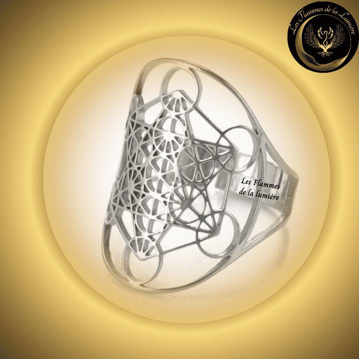 Magnifique Bague ajustable - Cube de Métatron - acier inoxydable - géométrie sacrée disponible chez Les Flammes de la LumiÚre