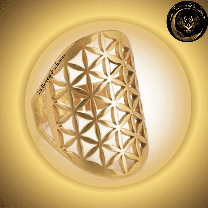Magnifique Bague ajustable - Fleur de vie - acier inoxydable - géométrie sacrée disponible chez Les Flammes de la LumiÚre