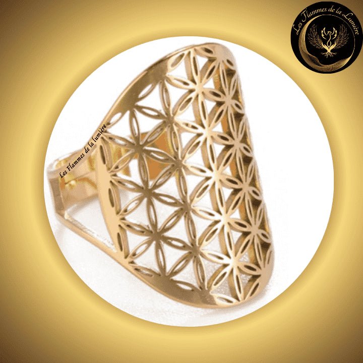 Magnifique Bague ajustable - Fleur de vie - acier inoxydable - géométrie sacrée disponible chez Les Flammes de la LumiÚre