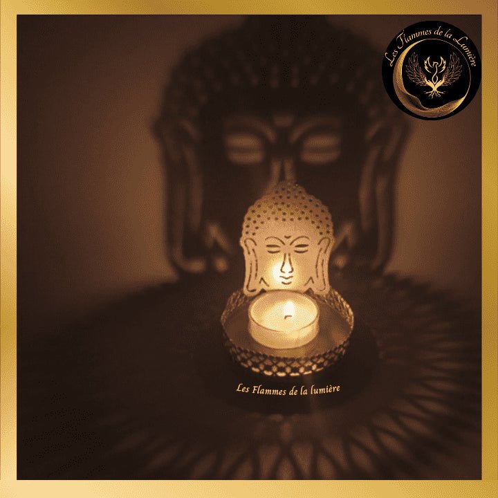 Magnifique Bougeoir doré à réflexion murale - Bouddha - 11cm disponible chez Les Flammes de la LumiÚre