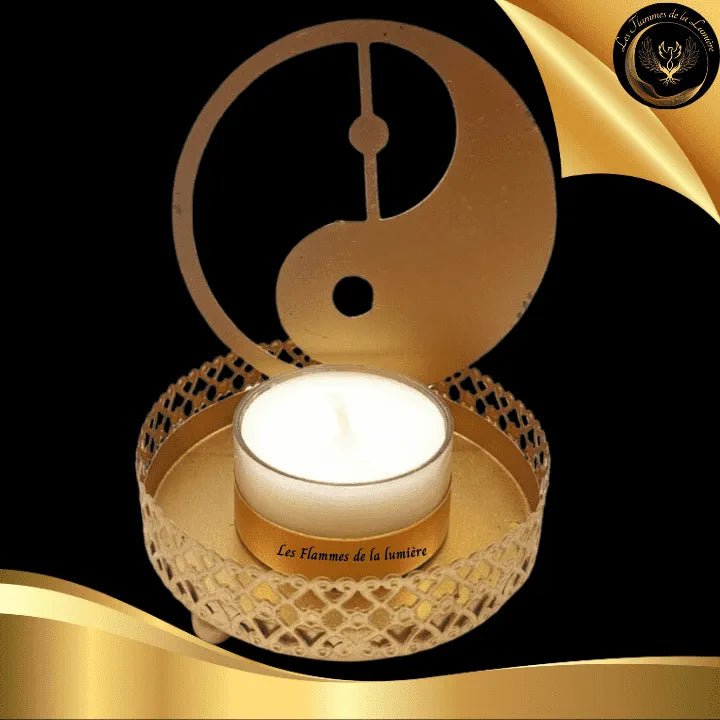 Magnifique Bougeoir doré à réflexion murale - Yin Yang - 11cm disponible chez Les Flammes de la LumiÚre