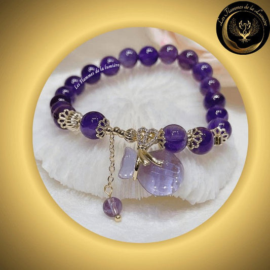 Magnifique bracelet en Améthyste disponible chez Les Flammes de la Lumière