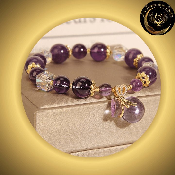 Magnifique bracelet en Améthyste, Cristal & zircon disponible chez Les Flammes de la LumiÚre