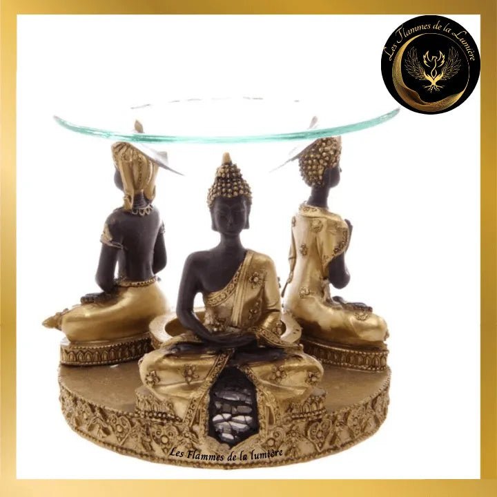 Magnifique Brûleur à Huile - Bouddha Thaï Or et Marron - bougeoir disponible chez Les Flammes de la LumiÚre