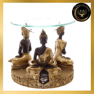 Magnifique Brûleur à Huile - Bouddha Thaï Or et Marron - bougeoir disponible chez Les Flammes de la LumiÚre