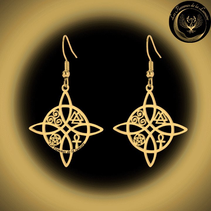 Magnifiques boucles d'oreilles - Acier inoxydable - Triskel - Egypte disponible chez Les Flammes de la LumiĂšre