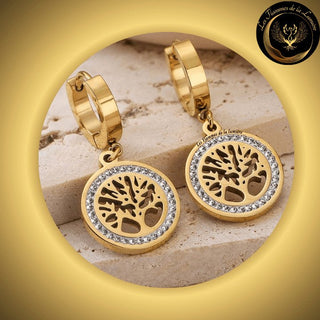 Magnifiques boucles d'oreilles - Arbre de vie - acier inoxydable - géométrie sacrée disponible chez Les Flammes de la LumiÚre