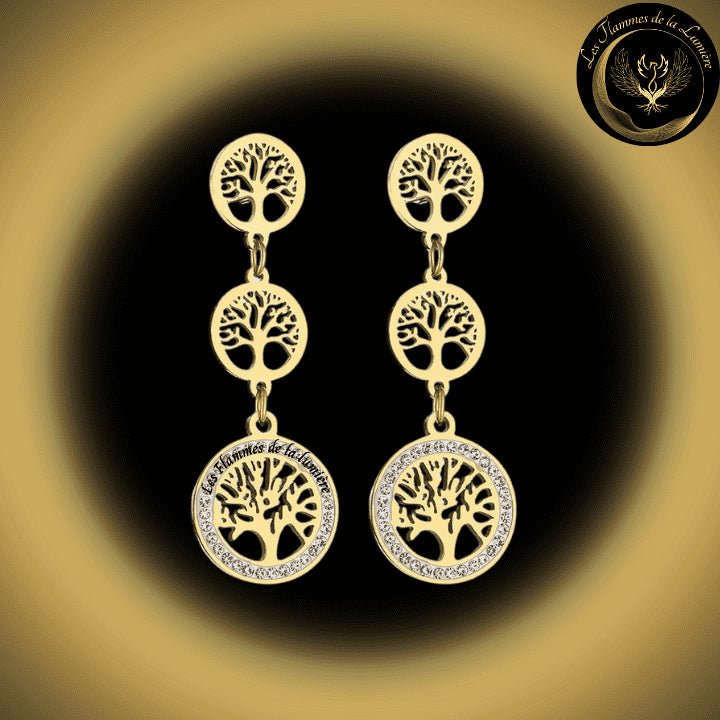 Magnifiques boucles d'oreilles - Arbre de vie - acier inoxydable - géométrie sacrée disponible chez Les Flammes de la LumiÚre