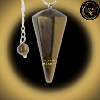 Pendule cône en Oeil de Tigre disponible chez Les Flammes de la Lumière