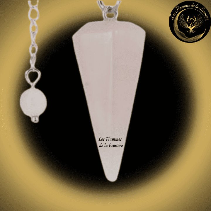 Pendule cône en Quartz Rose disponible chez Les Flammes de la Lumière