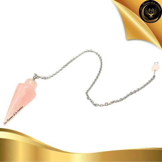 Pendule Goutte Quartz Rose disponible chez Les Flammes de la Lumière