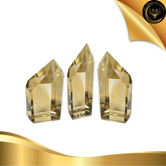 Pointe en Citrine de Madagascar de Qualité AA - 3 à 5 cm disponible chez Les Flammes de la Lumière