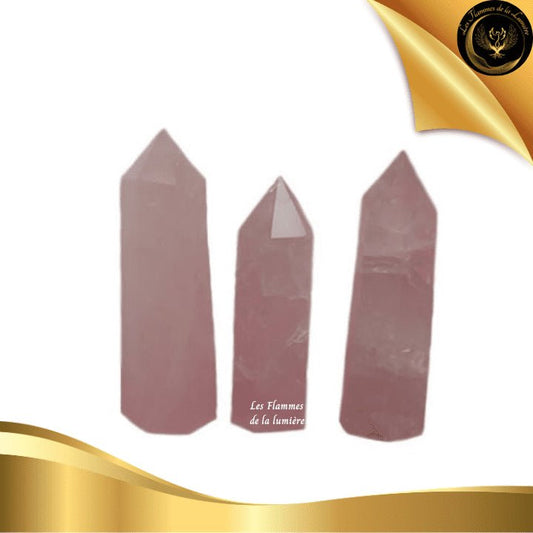 Pointe en Quartz Rose de Qualité AA - 5 à 6 cm disponible chez Les Flammes de la Lumière
