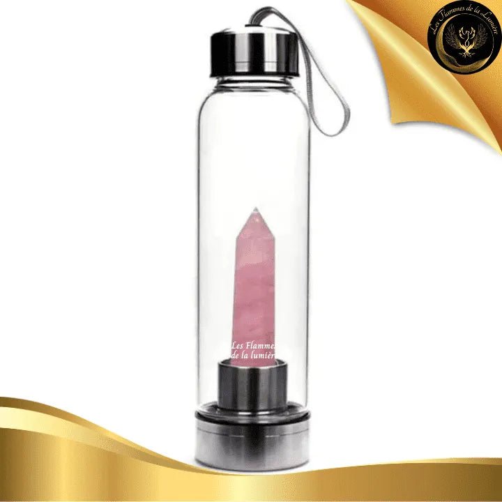 Quartz Rose - Bouteille Tadasana Pointe - 550ml disponible chez Les Flammes de la LumiĂšre