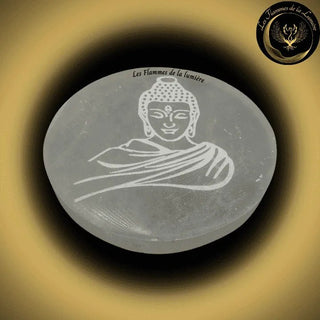 Sélénite - TrÚs beau Porte-Encens - Bouddha - 10cm disponible chez Les Flammes de la LumiÚre