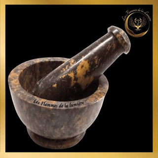 Sublime mortier - Pierre Saponite - Léopard - 9 cm disponible chez Les Flammes de la LumiÚre