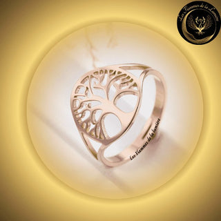 TrÚs jolie Bague ajustable - Arbre de vie - acier inoxydable - géométrie sacrée - Vieux Rose chez Les Flammes de la LumiÚre