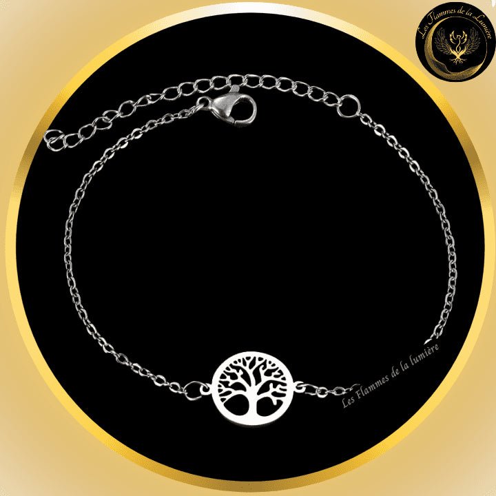 TrÚs joli Bracelet - Arbre de vie - acier inoxydable - géométrie sacrée - argenté disponible chez Les Flammes de la LumiÚre