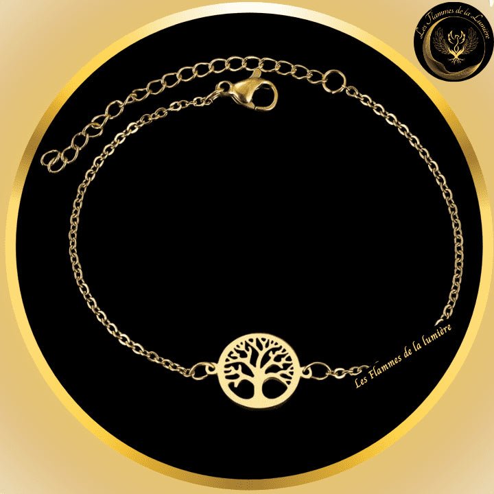 TrÚs joli Bracelet - Arbre de vie - acier inoxydable - géométrie sacrée - doré disponible chez Les Flammes de la LumiÚre