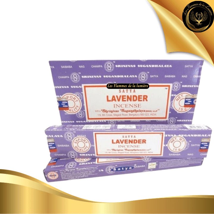 Encens Satya Lavande 15g - 12 Bâtons d'Encens disponible chez Les Flammes de la Lumière