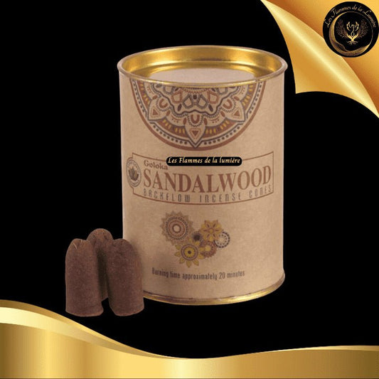 Bois de Santal - 24 Cônes d'encens Backflow (à refoulement) - Goloka disponible chez Les Flammes de la Lumière