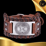 Beau bracelet en cuir véritable pour Homme - Arbre de Vie - Plusieurs coloris de plaques & de bracelets