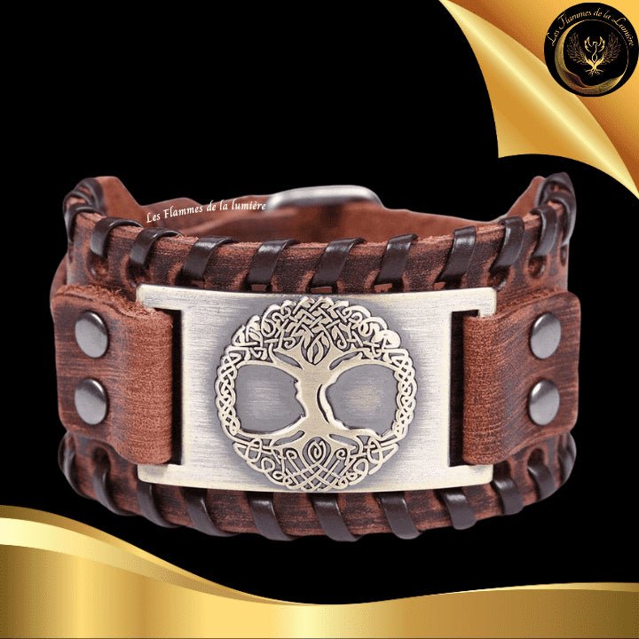 Beau bracelet en cuir véritable pour Homme - Arbre de Vie - Plusieurs coloris de plaques & de bracelets