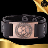Beau bracelet en cuir véritable pour Homme - Arbre de Vie - Plusieurs coloris de plaque & de bracelets disponible chez Les Flammes de la Lumière