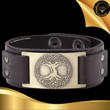 Beau bracelet en cuir véritable pour Homme - Arbre de Vie - Plusieurs coloris de plaque & de bracelets disponible chez Les Flammes de la Lumière