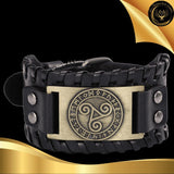 Beau bracelet en cuir véritable pour Homme - Triskel - Plusieurs coloris de plaque & de bracelets