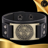 Beau bracelet en cuir véritable pour Homme - Triskel - Plusieurs coloris de plaque & de bracelets disponible chez Les Flammes de la Lumière