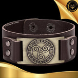 Beau bracelet en cuir véritable pour Homme - Triskel - Plusieurs coloris de plaque & de bracelets disponible chez Les Flammes de la Lumière