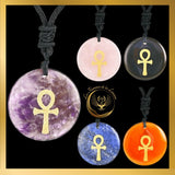Beau collier avec la Géométrie Sacrée Ankh Lapis-Lazuli disponible chez Les Flammes de la Lumière