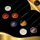 Beau collier en Aventurine Verte avec la Géométrie Sacrée Ankh disponible chez Les Flammes de la Lumière