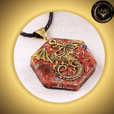 Jaspe Rouge - Beau Collier orgone - Dragon disponible chez Les Flammes de la Lumière