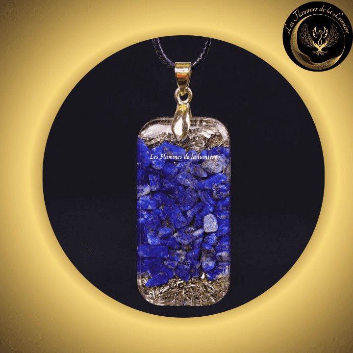 Lapis Lazuli - Beau Collier - Pendentif orgone - Sri Yantra - Géométrie Sacrée disponible chez Les Flammes de la Lumière