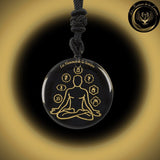 Beau Collier Chakra Yoga en Obsidienne disponible chez Les Flammes de la Lumière