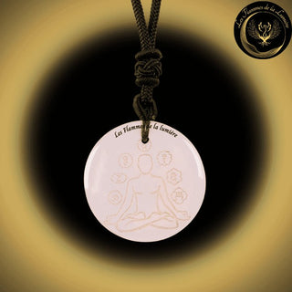 Beau Collier Chakra Yoga en Quartz Rose disponible chez Les Flammes de la Lumière