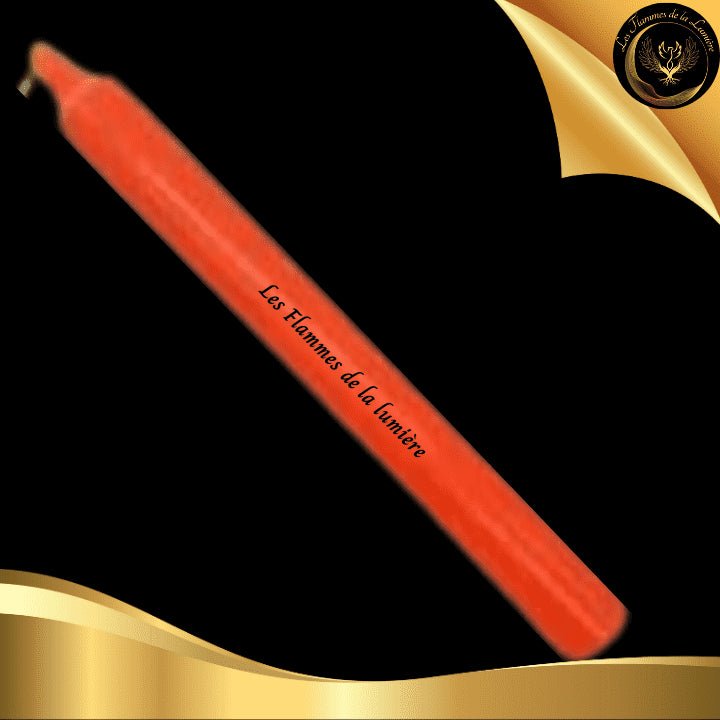 Belle et Grande Bougie Orange - Teintée dans la Masse - 22cm -8h- Esoterra disponible chez Les Flammes de la Lumière