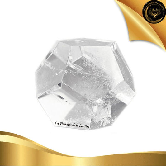 Dodécaèdre en Cristal de Roche de Qualité AA - Solide de Platon - Géométrie sacrée disponible chez Les Flammes de la Lumière